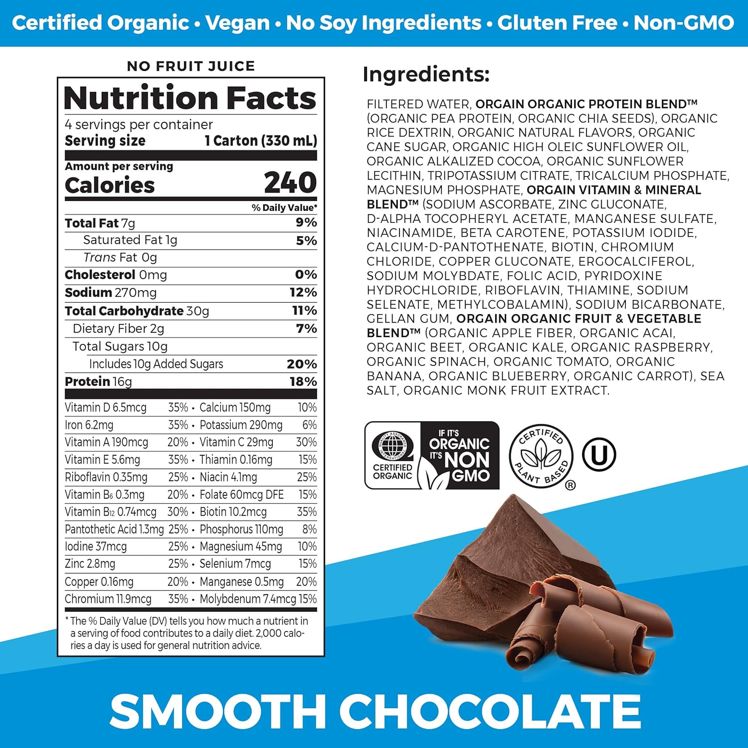 Orgain Organic Nutritional Vegan Protein Shake, Vanilla Bean - 16g Plant Based Protein, Meal Replacement, 21 Vitamins & Minerals, Gluten & Soy Free, 11 Fl Oz (Pack of 12) (Packaging May Vary) - Image 2